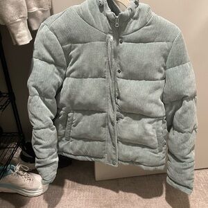 Light Blue Corduroy Puffer Jacket